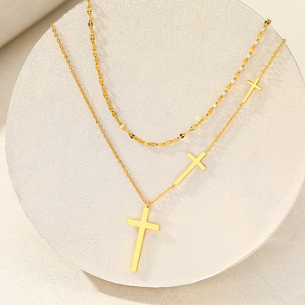 Luxe Layered Cross Gold